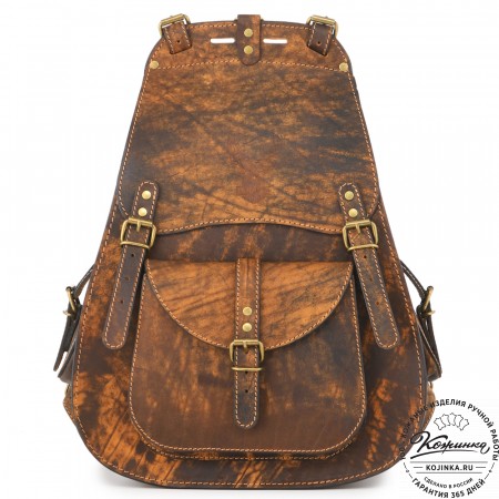 Мужской кожаный рюкзак "Байкер" (рыжее старение)